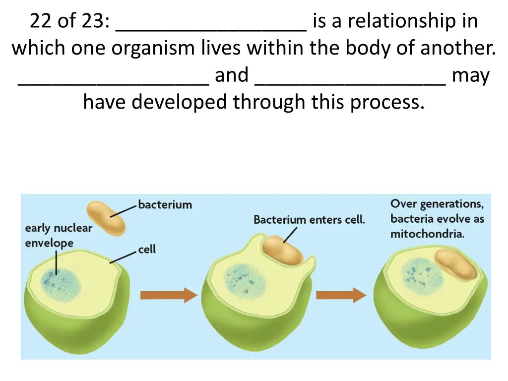 22 of 23 is a relationship in which one organism