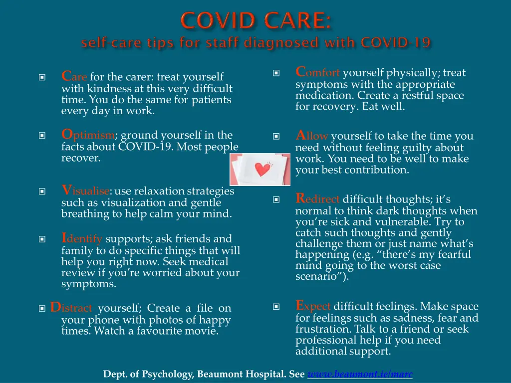 c omfort yourself physically treat symptoms with