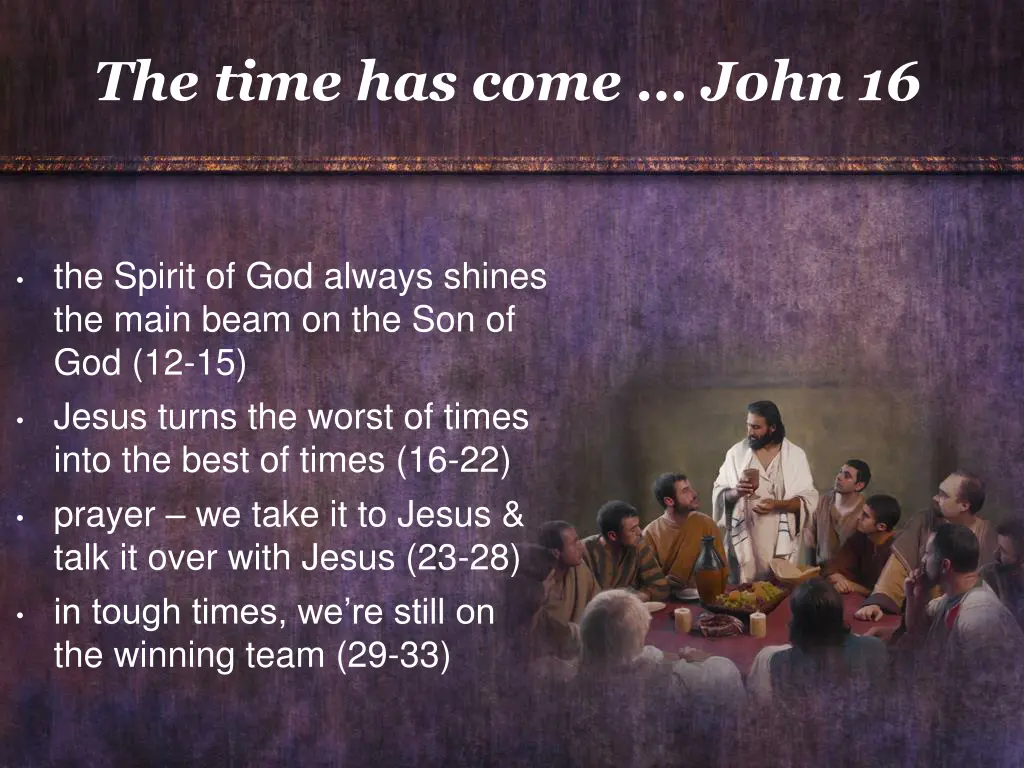 the time has come john 16 1