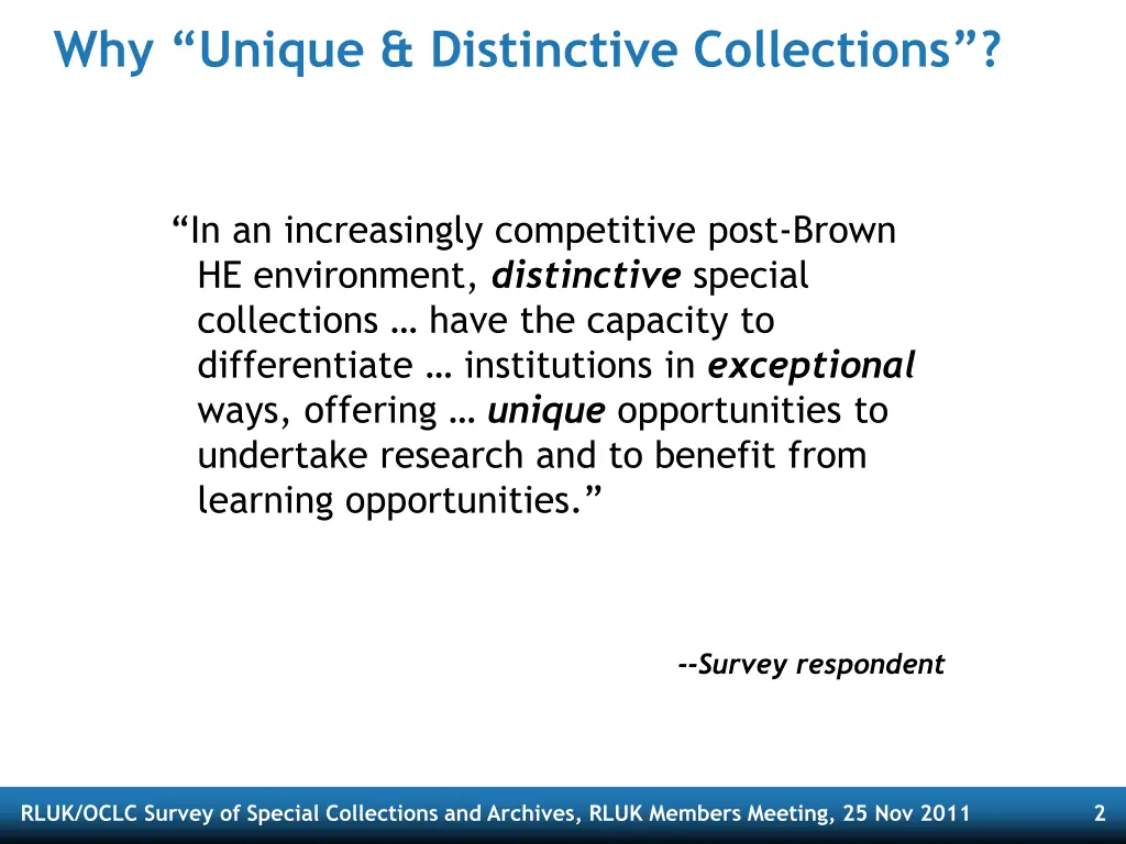 why unique distinctive collections