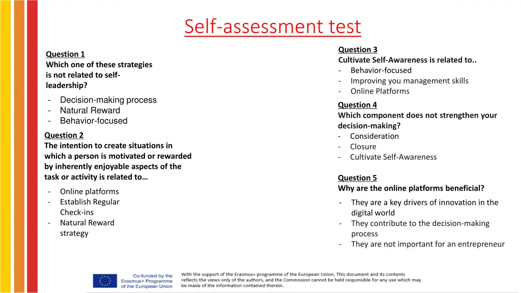 self assessment test