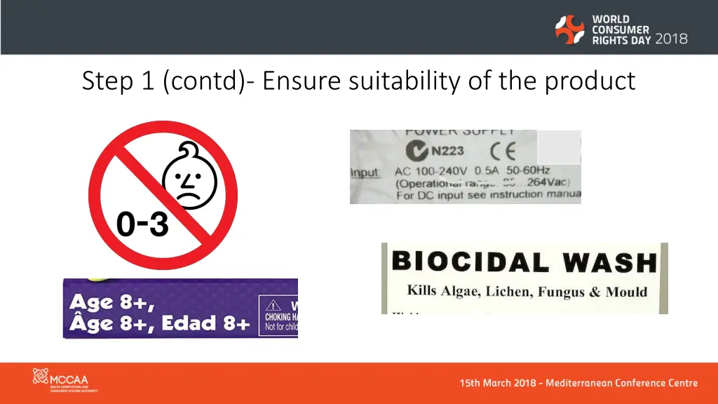 step 1 contd ensure suitability of the product