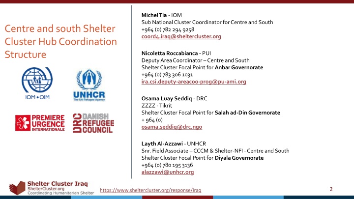 michel tia iom sub national cluster coordinator