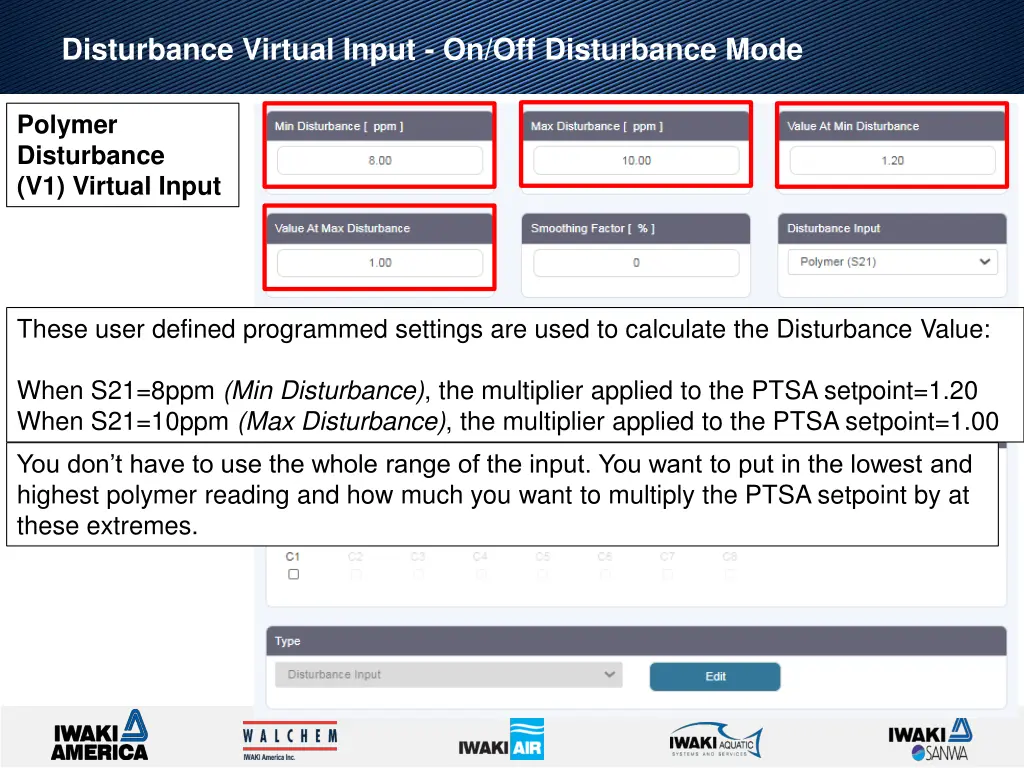 disturbance virtual input on off disturbance mode 3