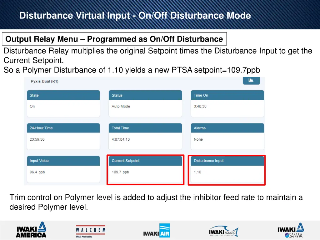 disturbance virtual input on off disturbance mode 6