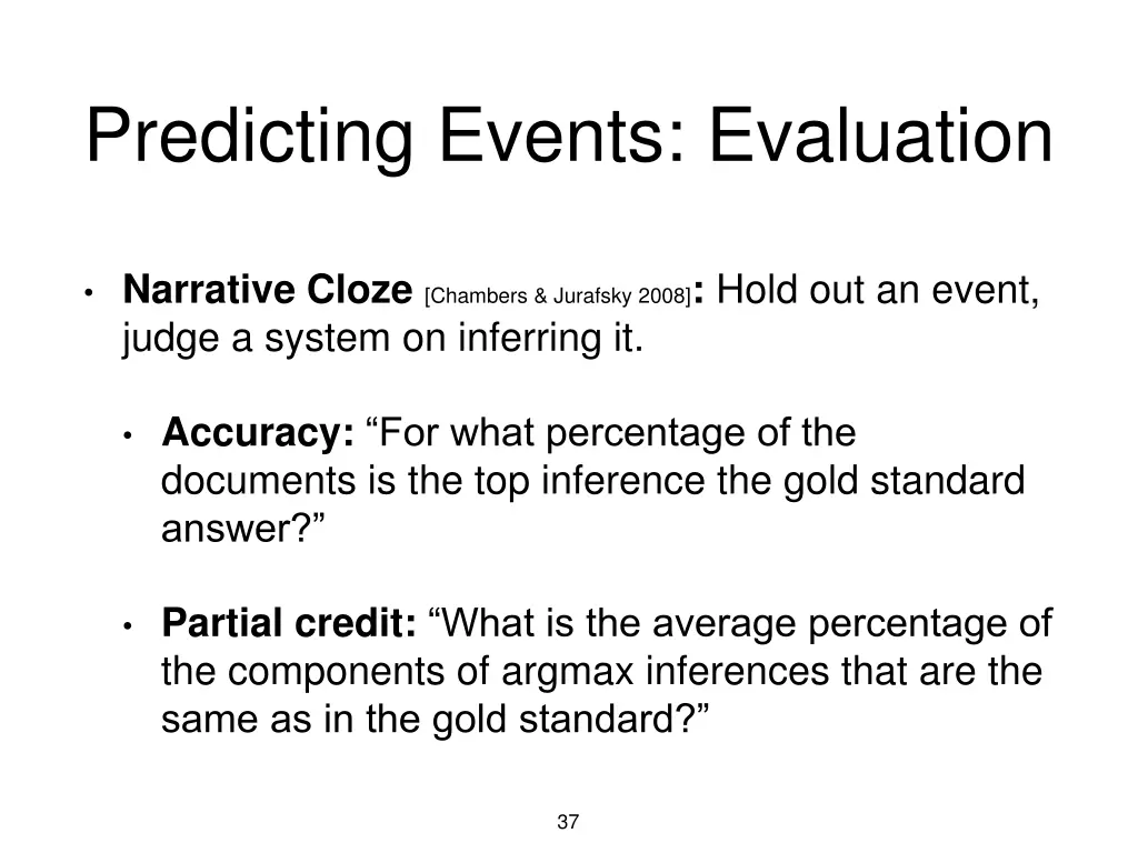predicting events evaluation
