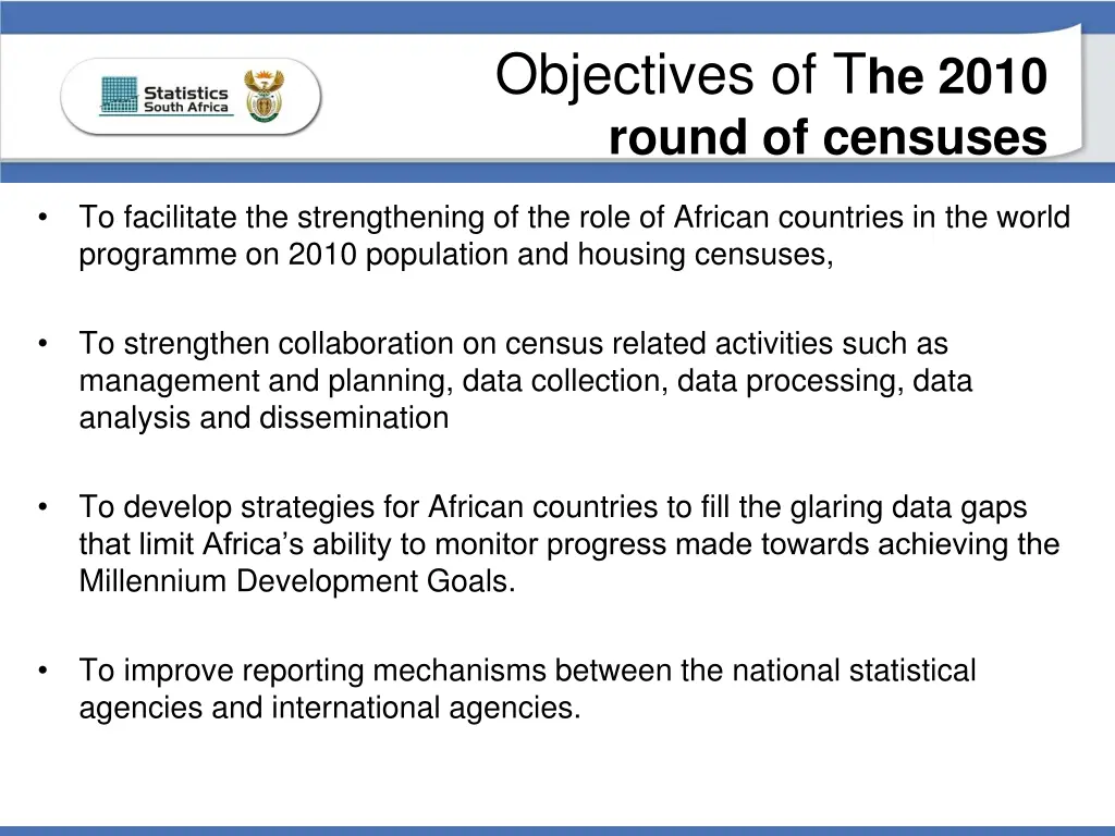 objectives of t he 2010 round of censuses