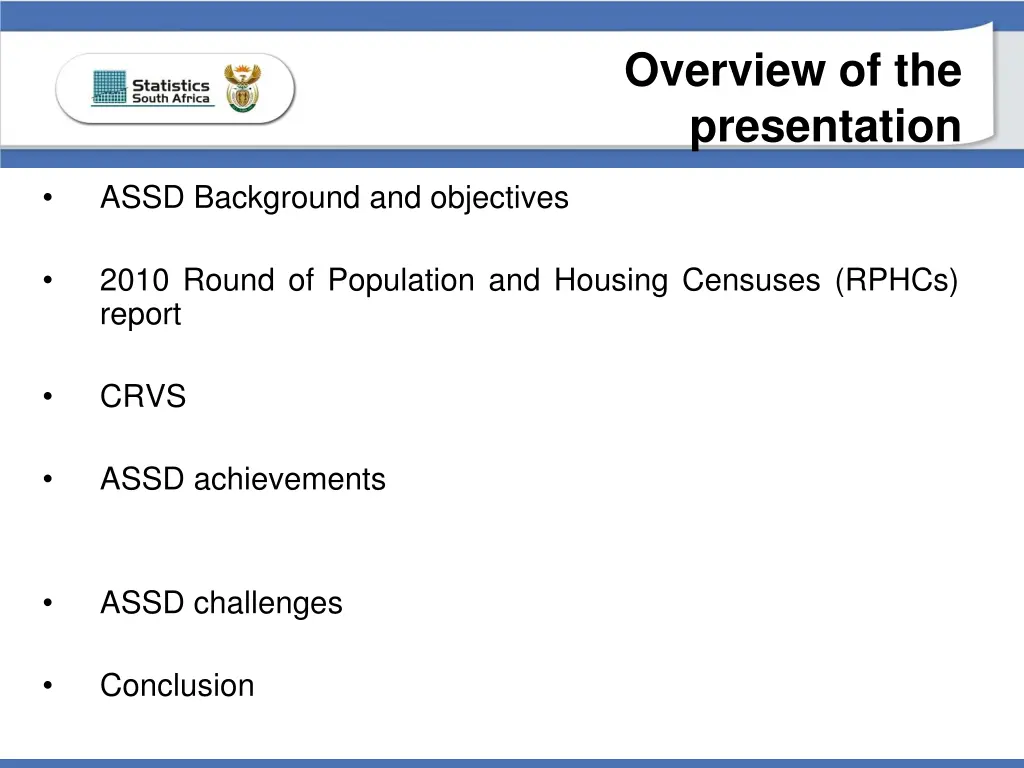 overview of the presentation