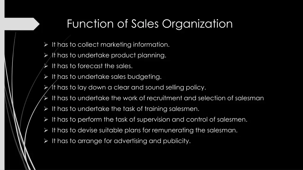 function of sales organization