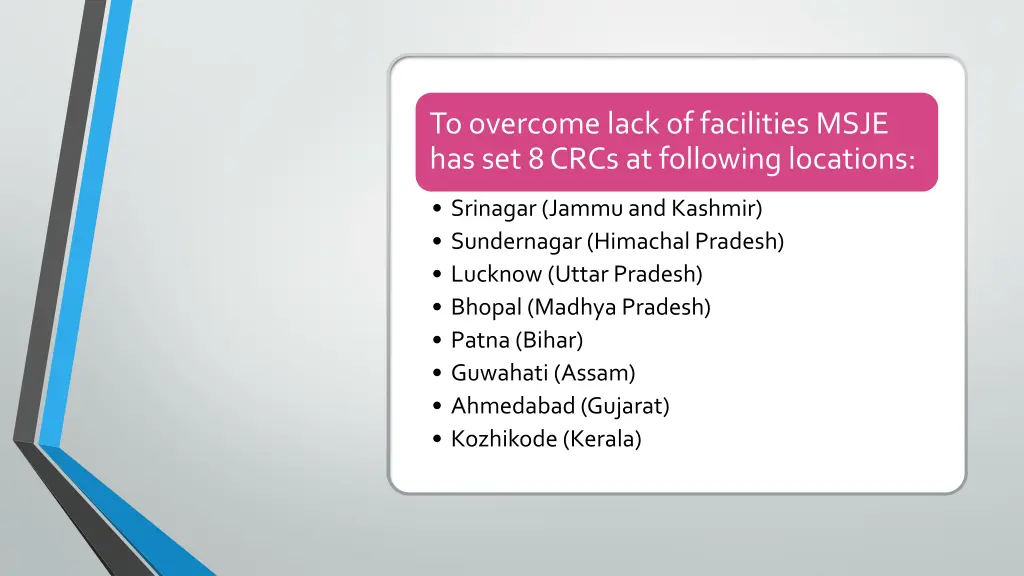 to overcome lack of facilities msje