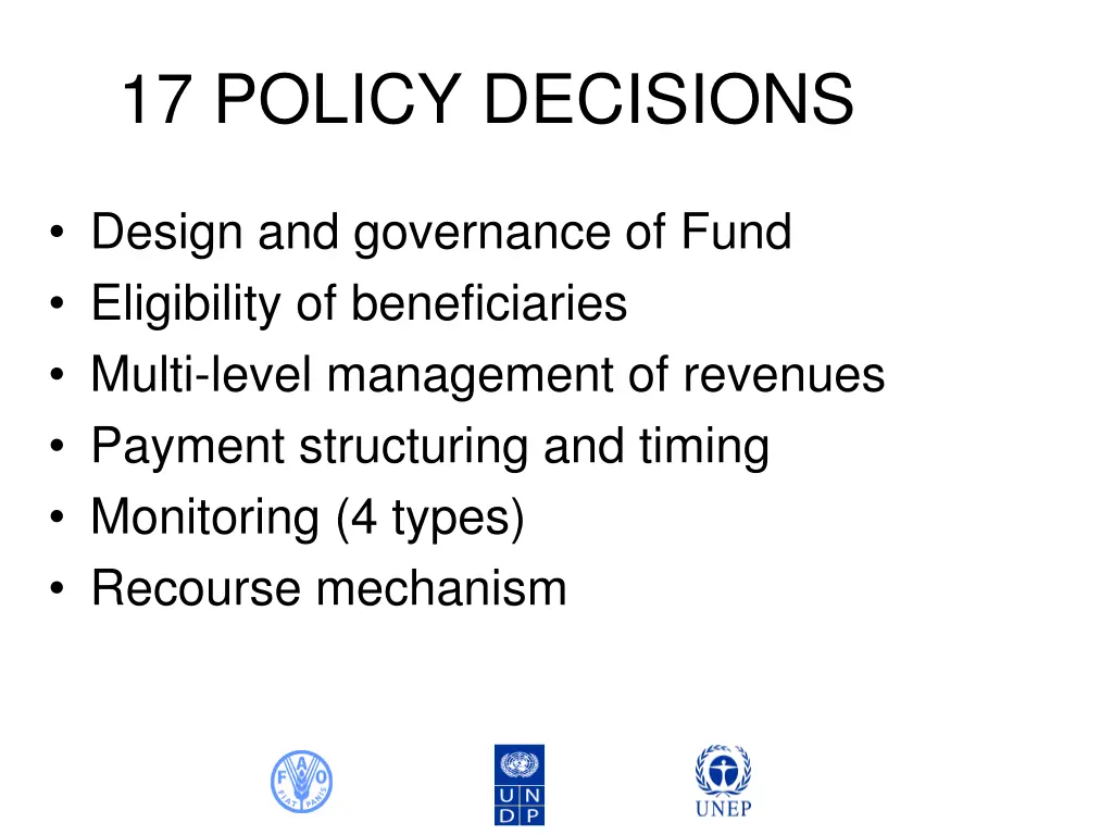 17 policy decisions