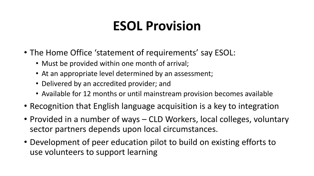 esol provision