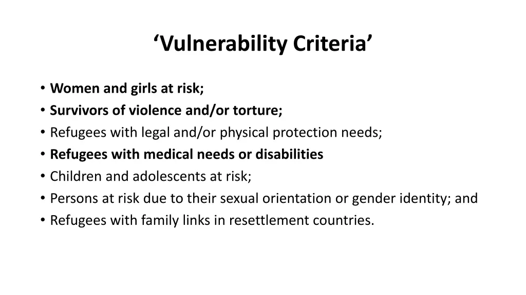 vulnerability criteria