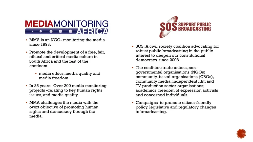 mma is an ngo monitoring the media since 1993