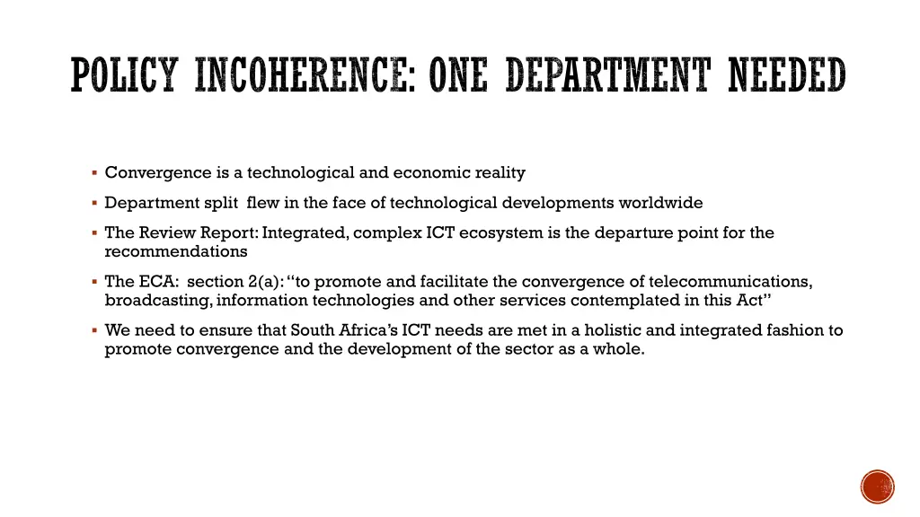 policy incoherence one department needed