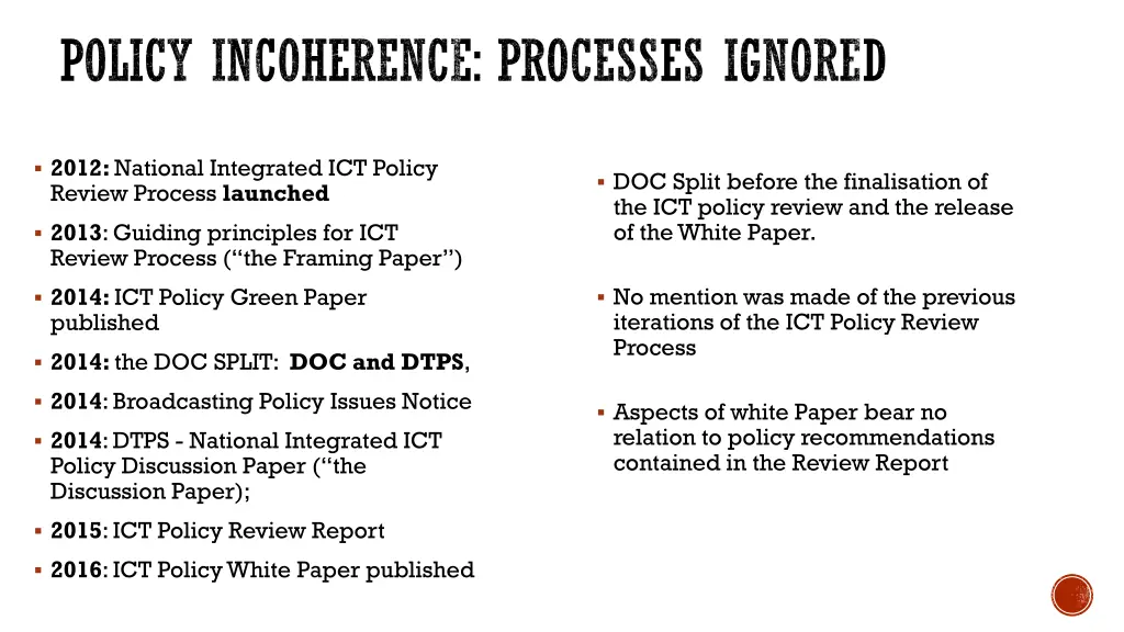 policy incoherence processes ignored