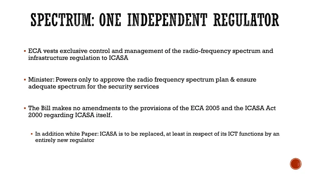spectrum one independent regulator