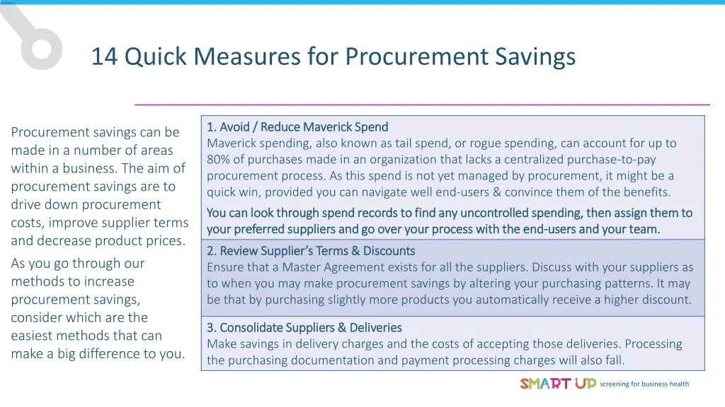 14 quick measures for procurement savings