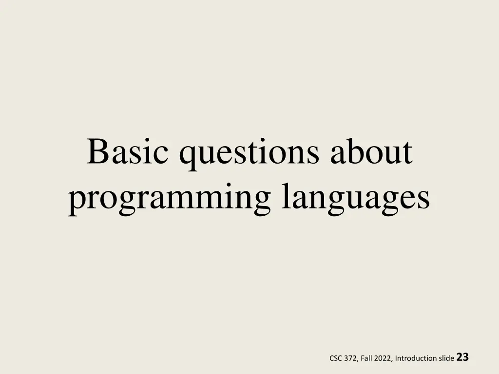 basic questions about programming languages