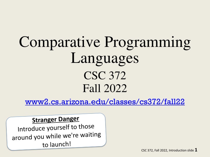 comparative programming languages csc 372 fall