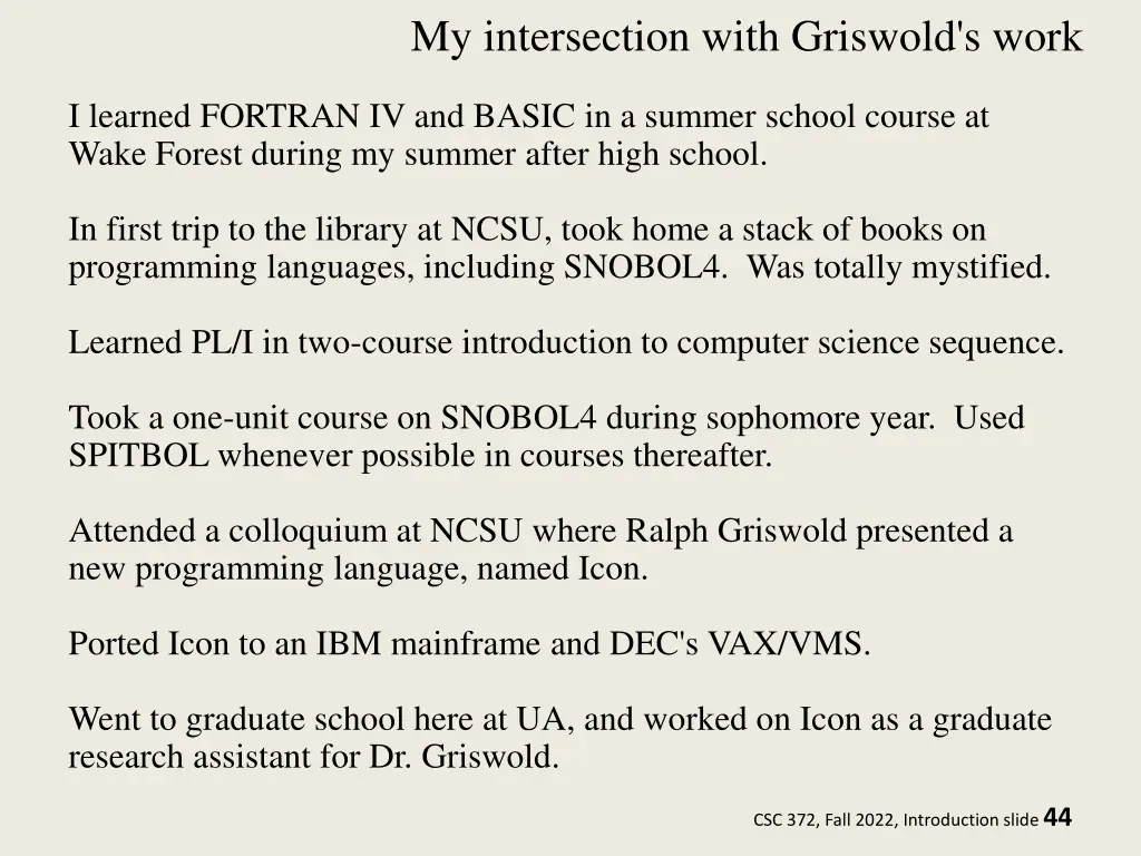 my intersection with griswold s work