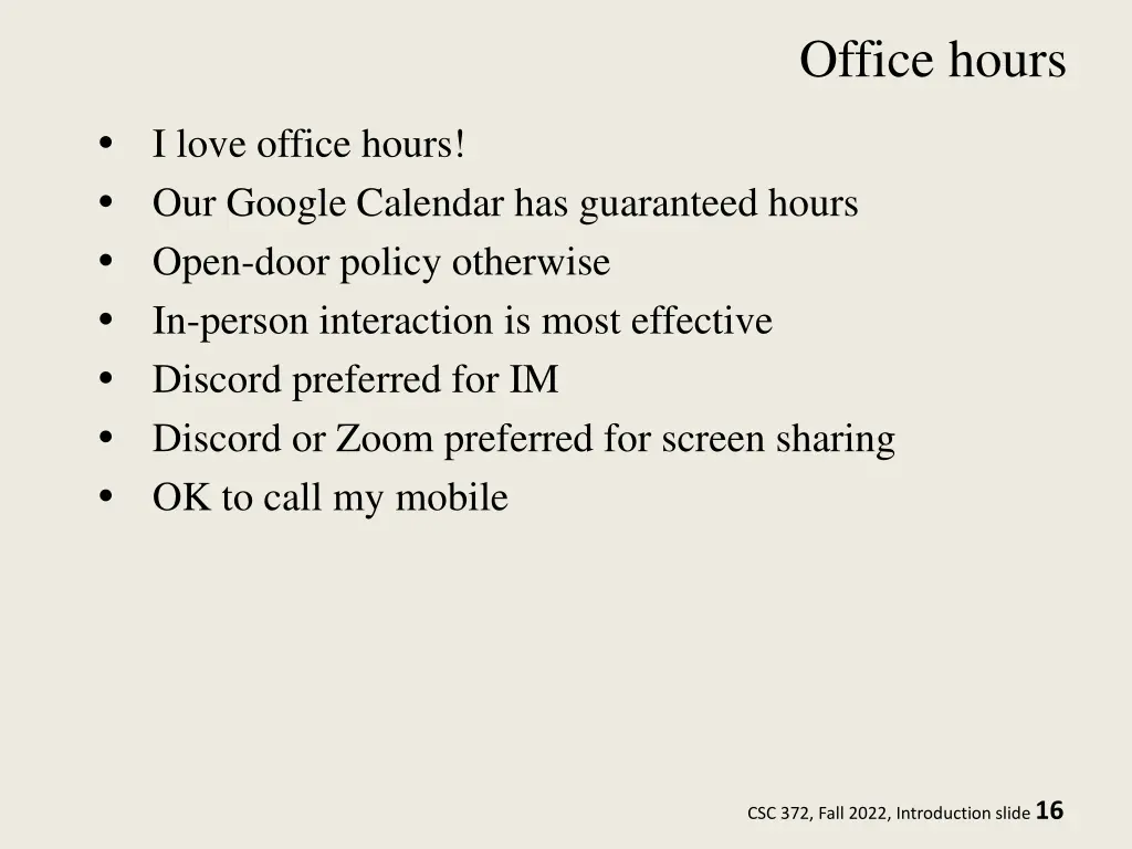 office hours