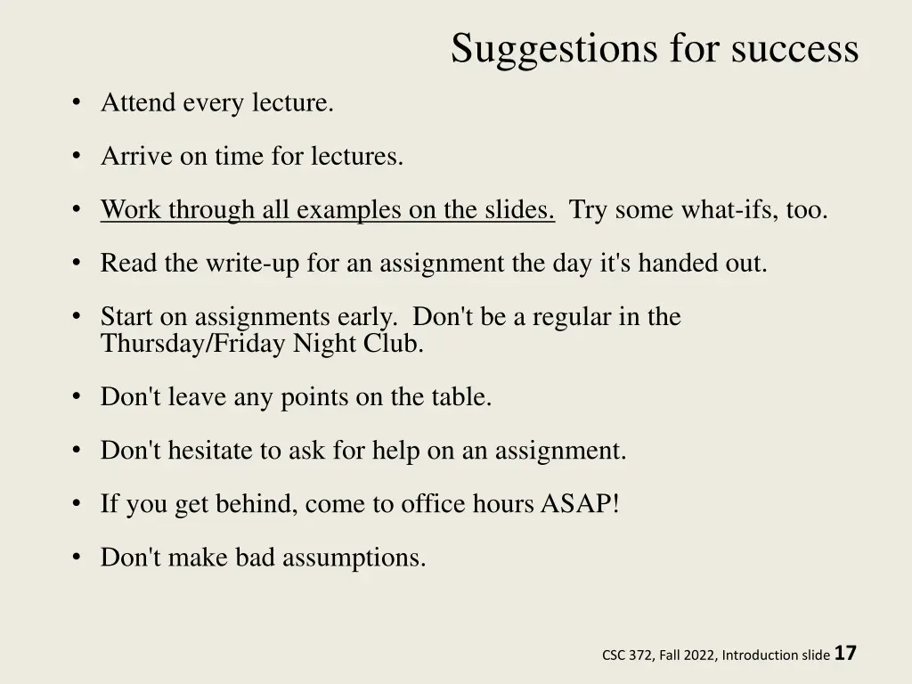 suggestions for success