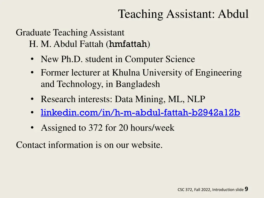 teaching assistant abdul