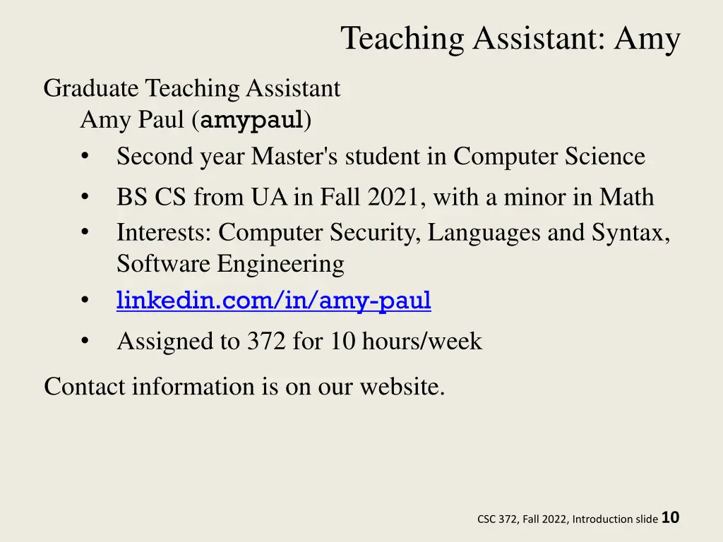 teaching assistant amy