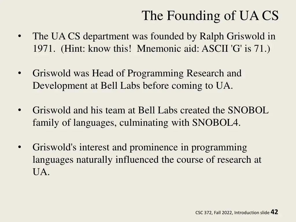 the founding of ua cs