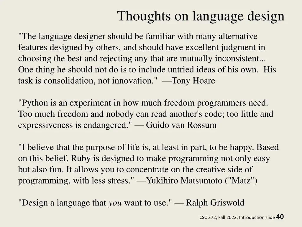 thoughts on language design