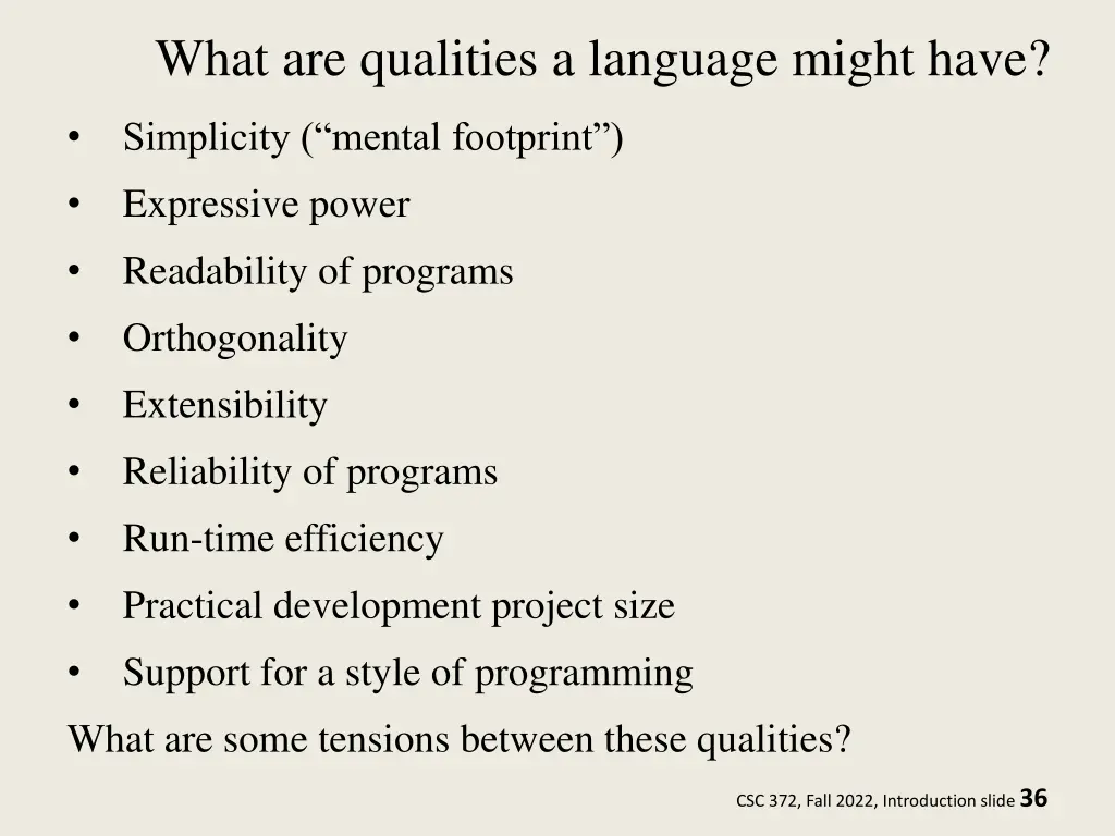 what are qualities a language might have