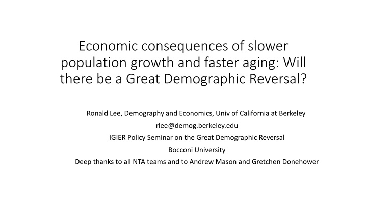 economic consequences of slower population growth