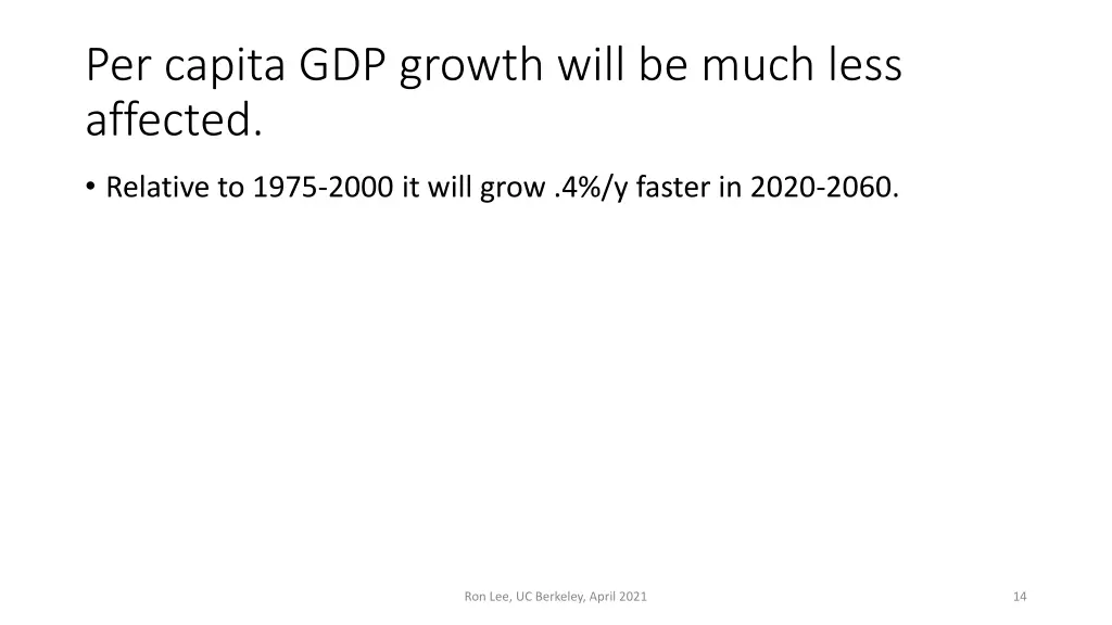 per capita gdp growth will be much less affected
