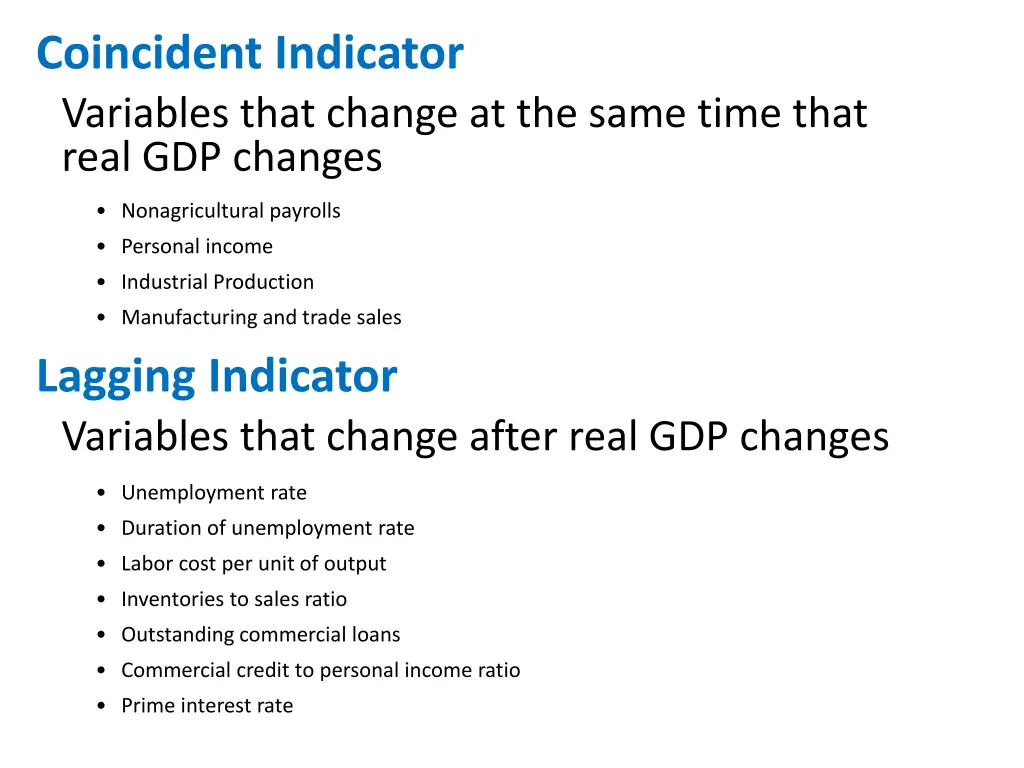 coincident indicator variables that change