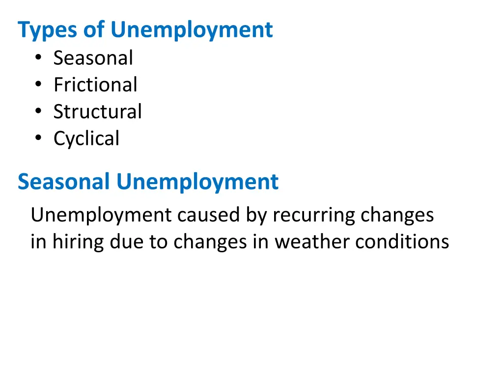 types of unemployment seasonal frictional