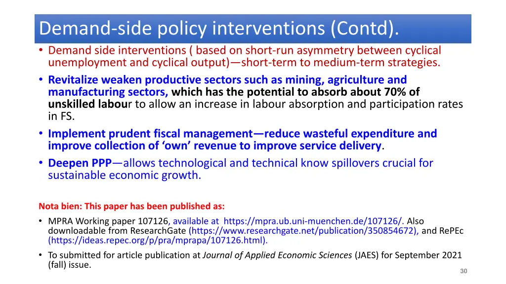 demand side policy interventions contd demand