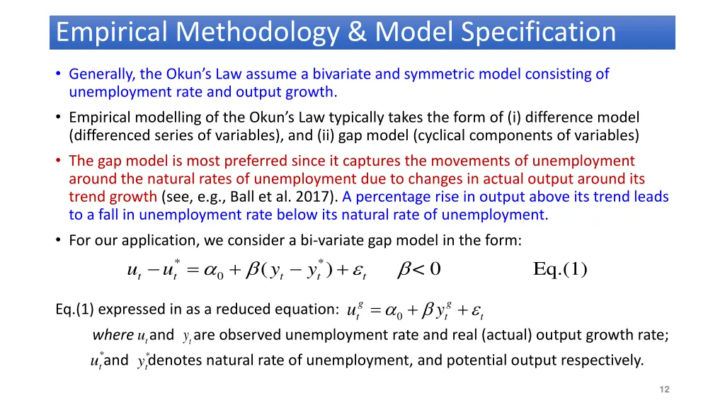 empirical methodology model specification