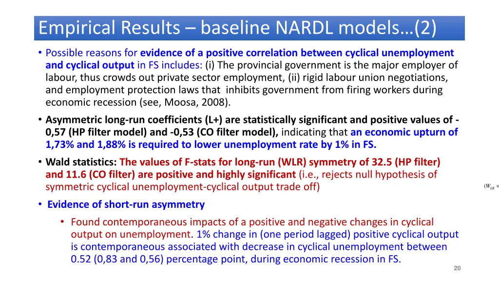 empirical results baseline nardl models 2