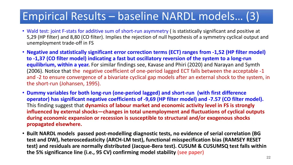 empirical results baseline nardl models 3