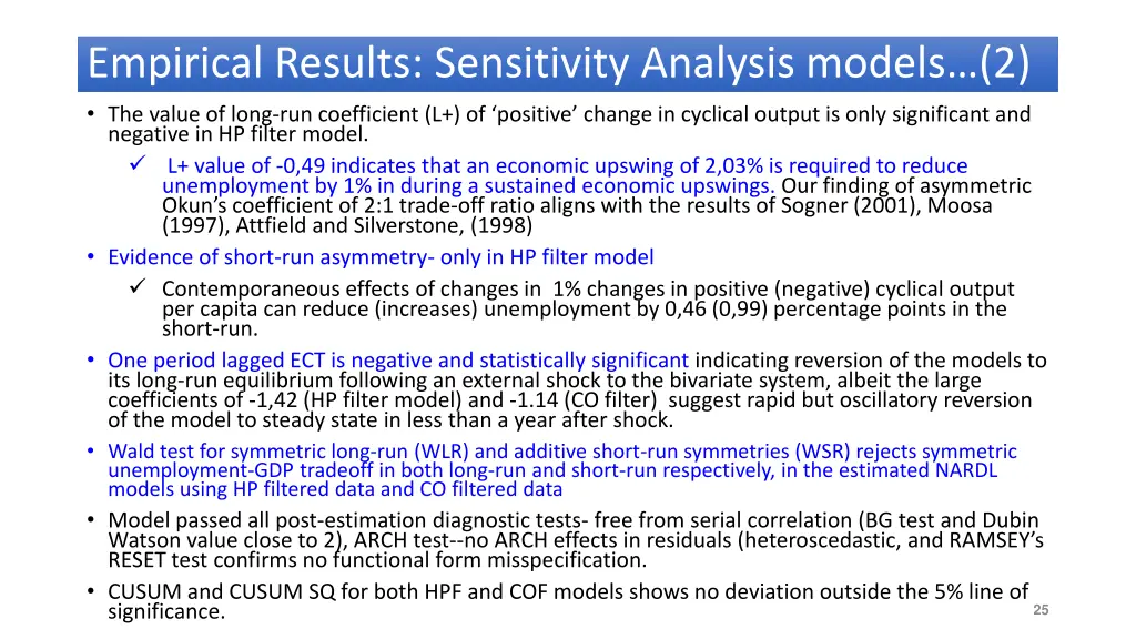empirical results sensitivity analysis models