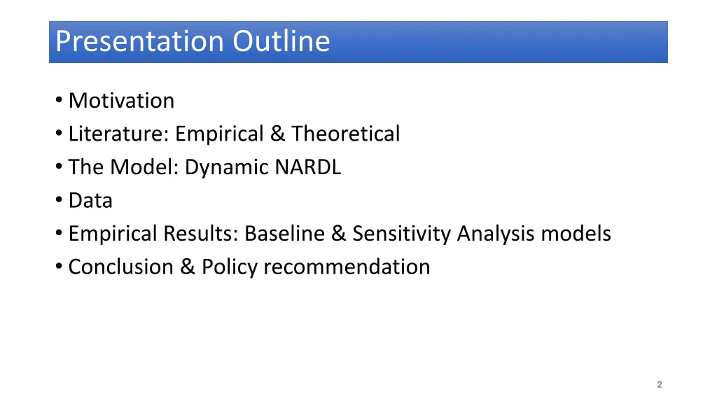 presentation outline