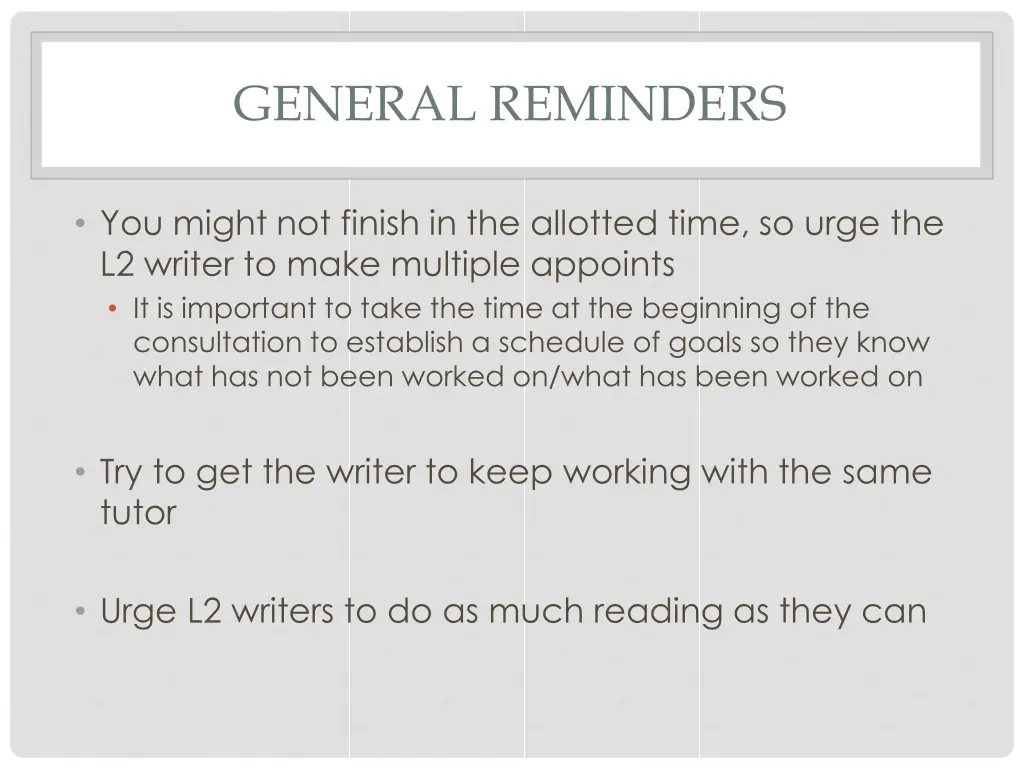 general reminders 2