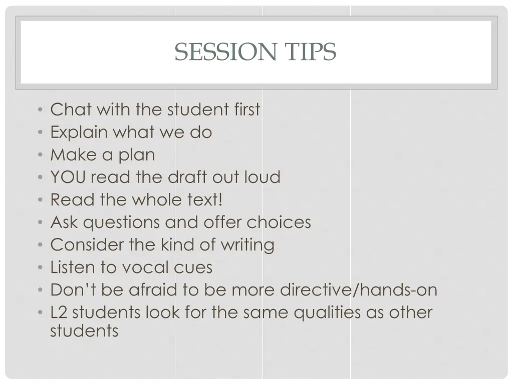 session tips