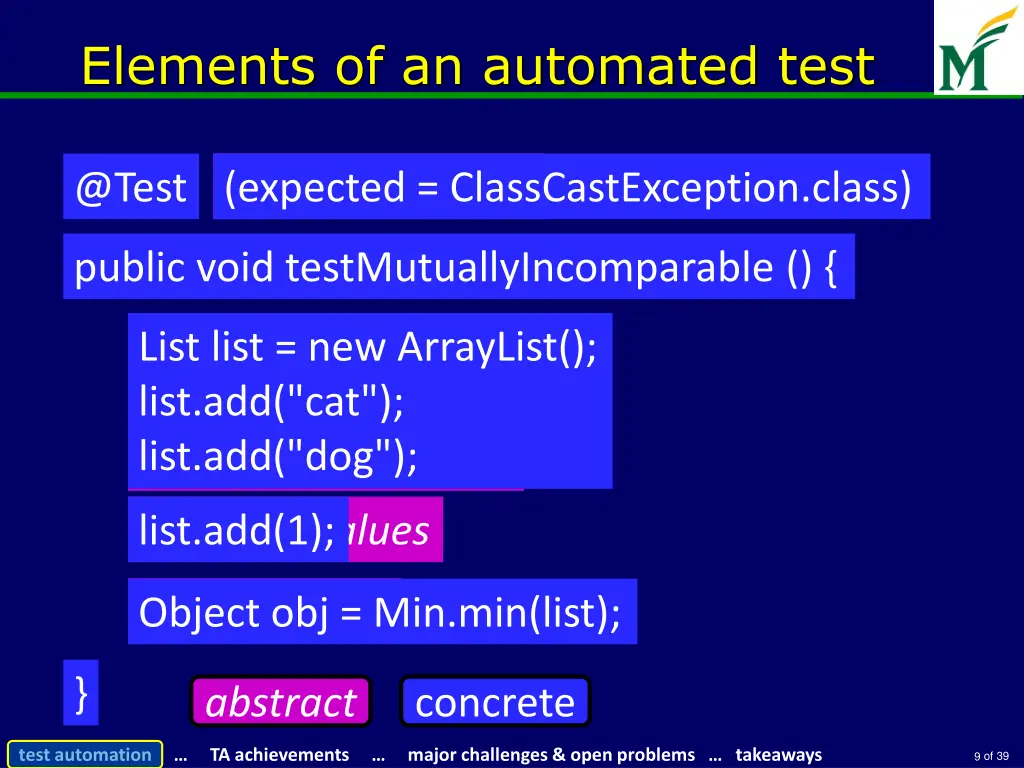 elements of an automated test