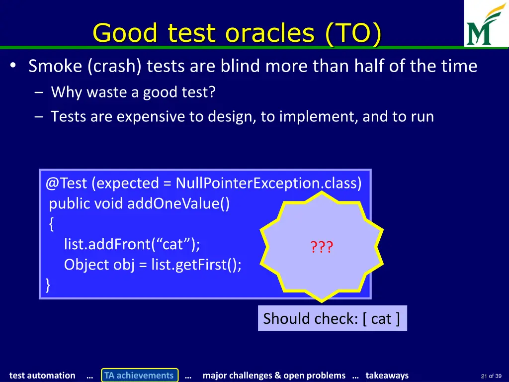 good test oracles to smoke crash tests are blind