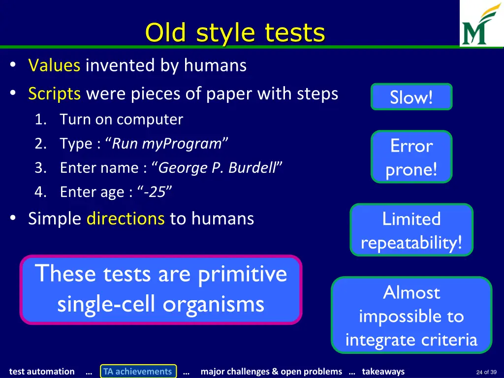 old style tests