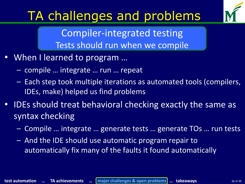 ta challenges and problems compiler integrated