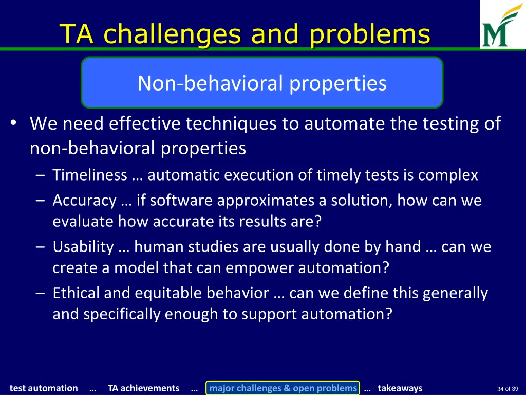 ta challenges and problems