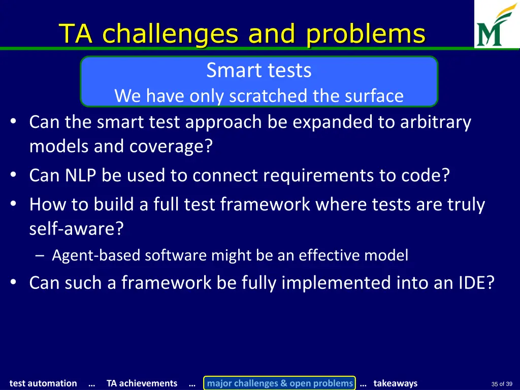 ta challenges and problems smart tests we have